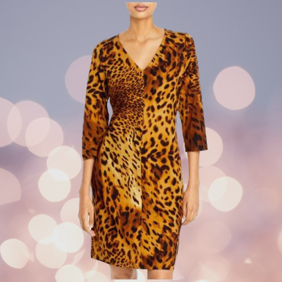 68% OFF) NWT Tommy Bahama Animal Print Dress Monzo with Stretch in Small Petite - Picture 3 of 4